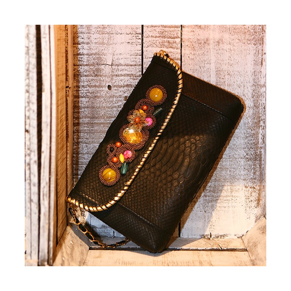 Pochette bijoux en python véritable