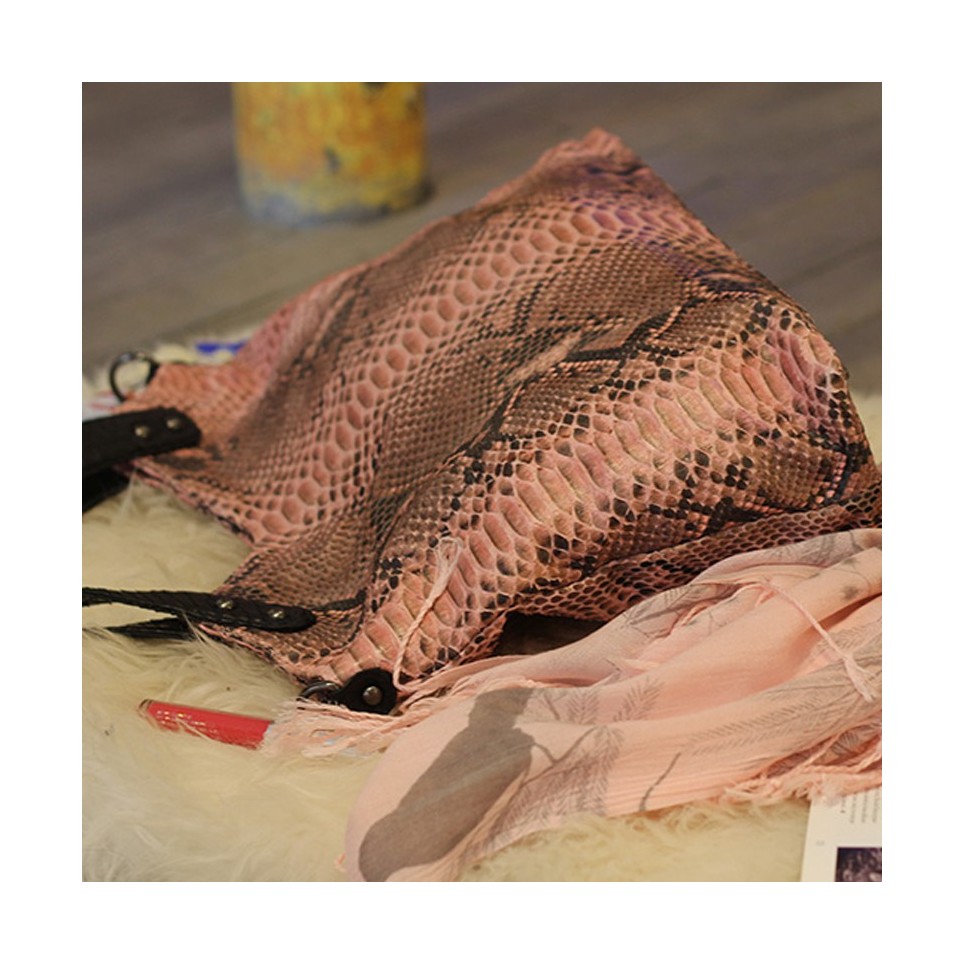 Napoly sac à main en python pink motif