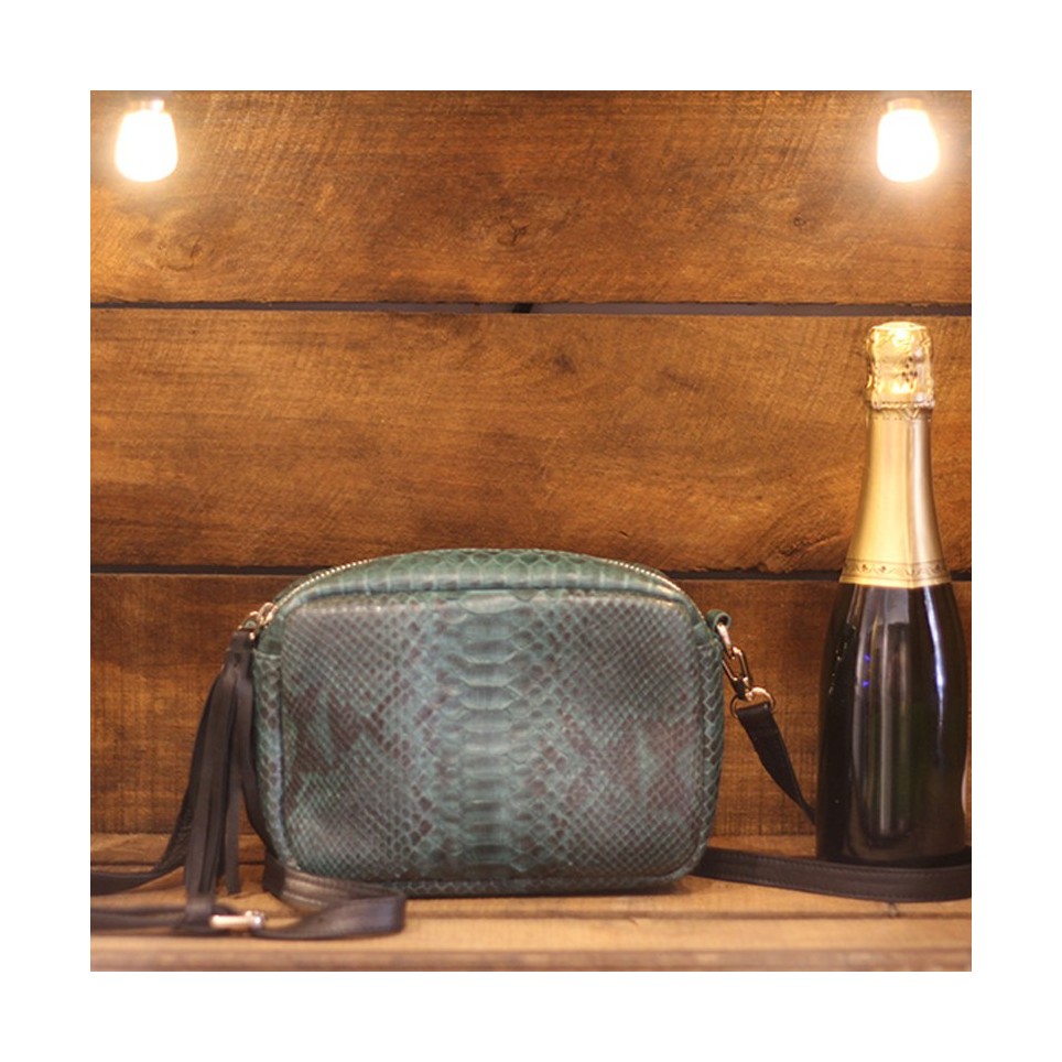 Camera Bag en Python vert bouteille