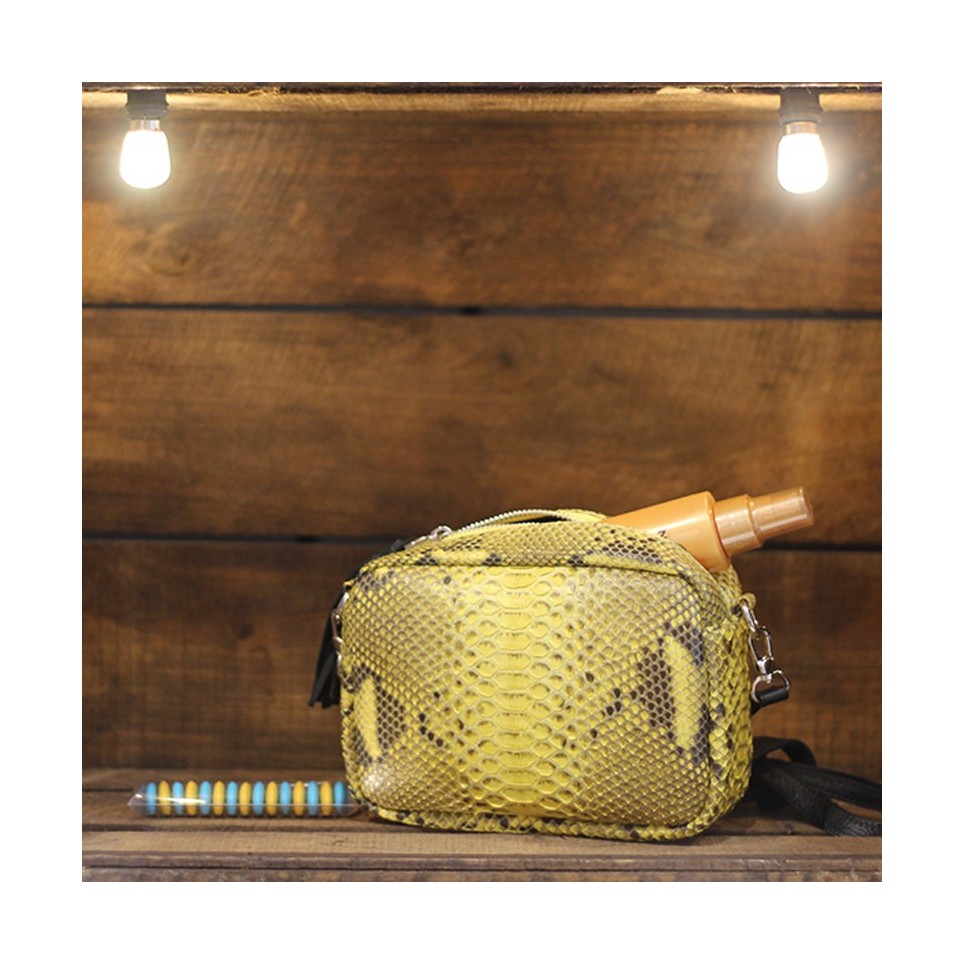 Camera Bag en Python jaune motif