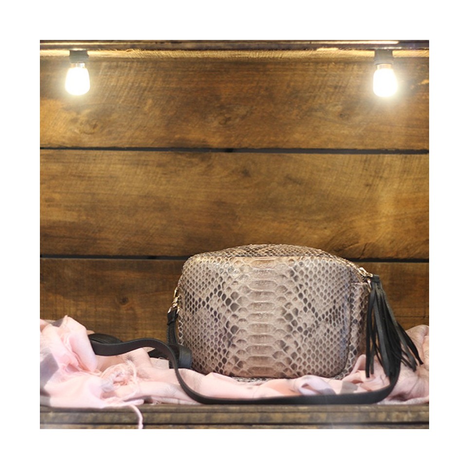 Camera Bag en Python taupe motif