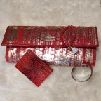 Clutch Baguette Rouge et Or