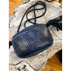 Camera Bag en Python Bleu Marine motif