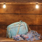 Light Blue / Bronze Python Camera Bag with zipped pocket